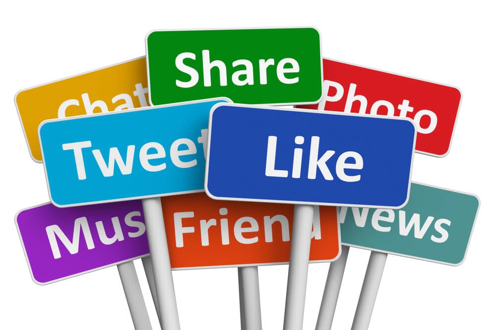 social media_Social media and networking concept: group of color signs with social media services isolated on white background