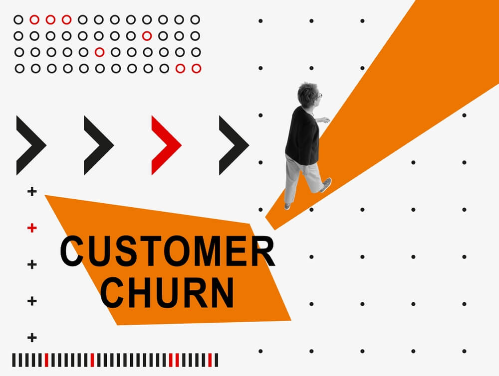 customer churn_Collage with departing client as a symbol of customer churn.
