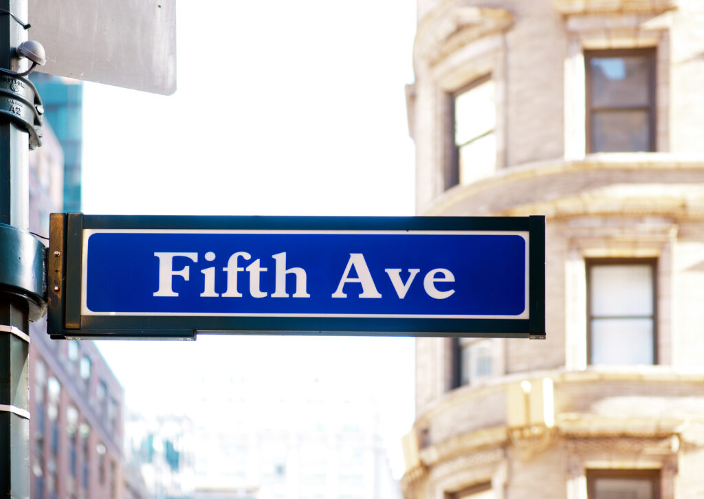 5th Avenue street sign: the home of the best New York FCMO for retail marketing 